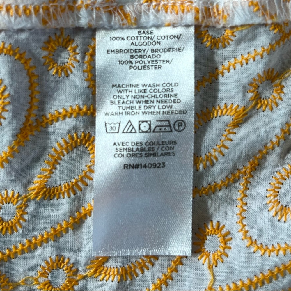 Ann Taylor LOFT | Womens White/Orange Ruffle Collar/Cap Sleeve Embroidered Top M - Picture 15 of 16